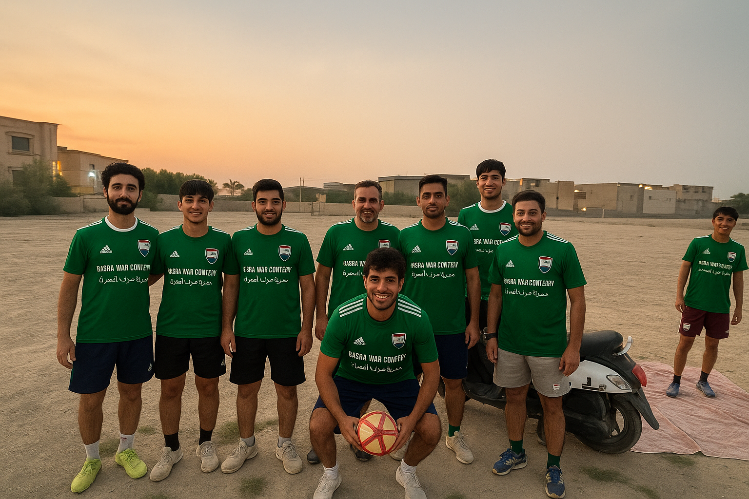 Community football team wearing Basra War Cemetery jerseys