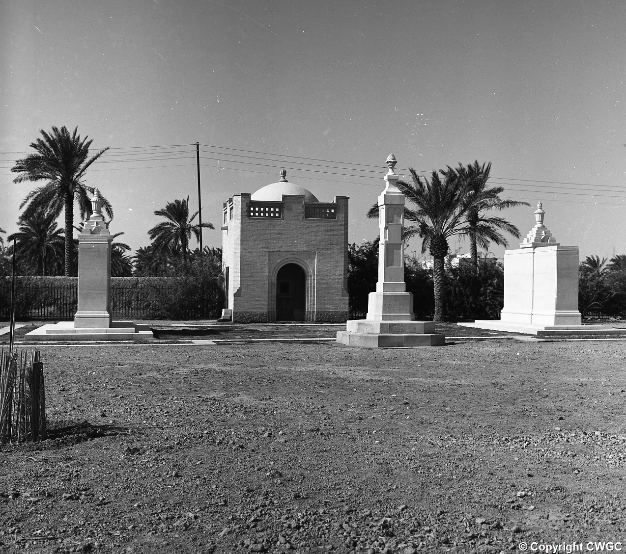 Basra WW2 Cremation Memorial circa 1950s - well-maintained memorial with monuments