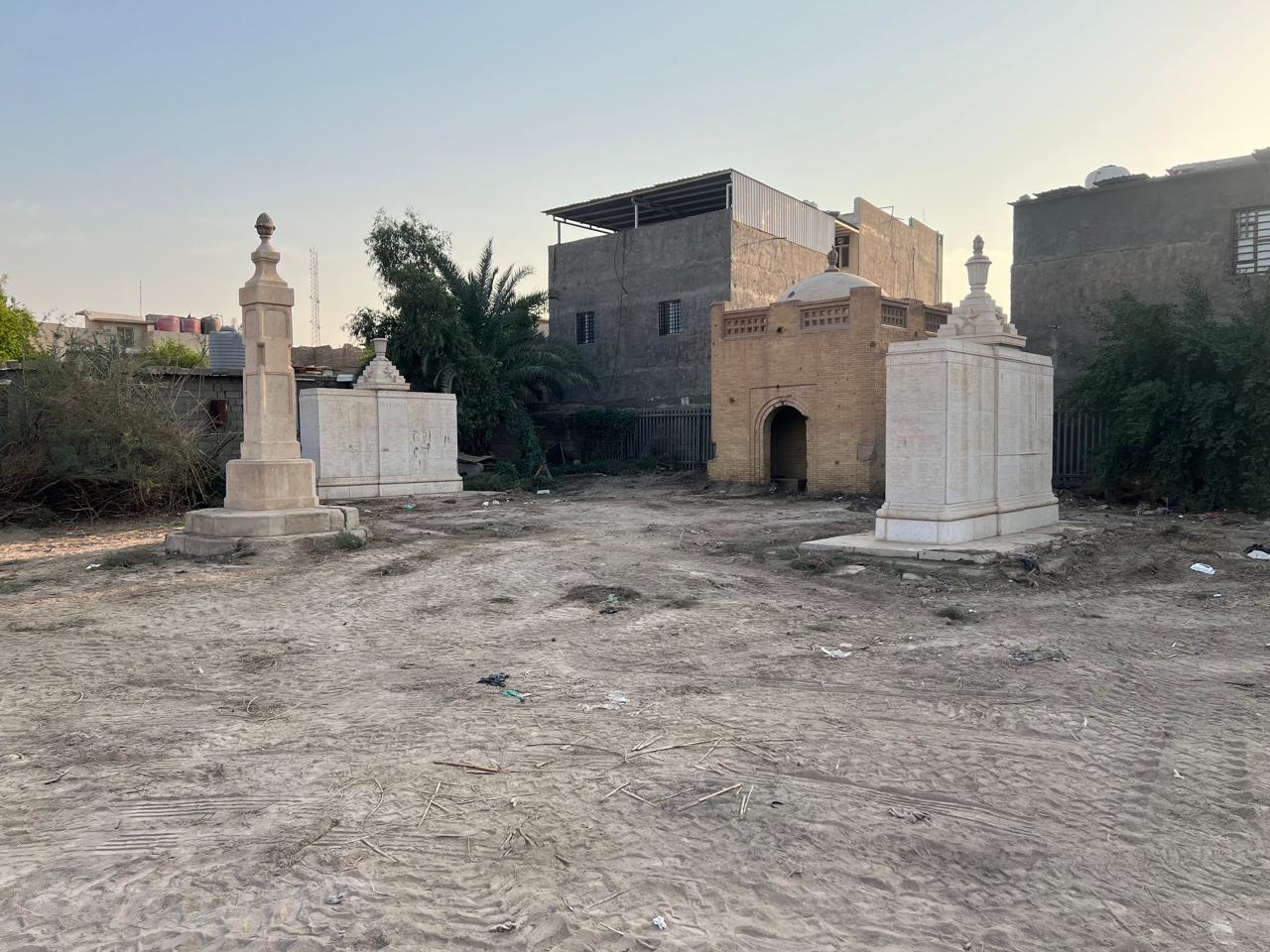 Basra WW2 Cremation Memorial after clearance - monuments visible view 1