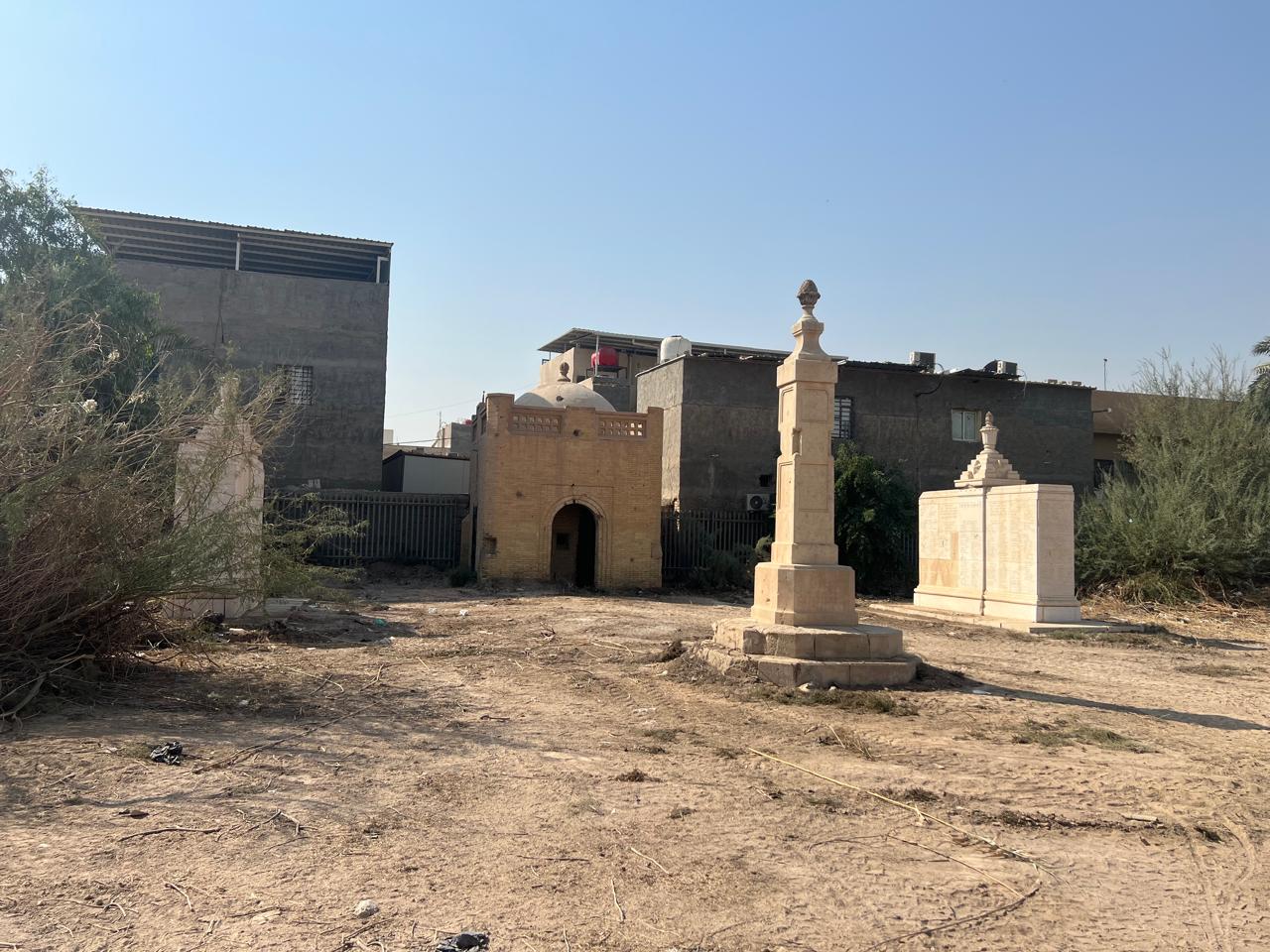 Basra WW2 Cremation Memorial after clearance - monuments visible view 2