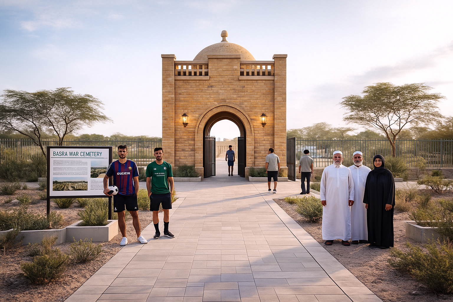 Conceptual vision of restored Basra War Cemetery gatehouse with community integration