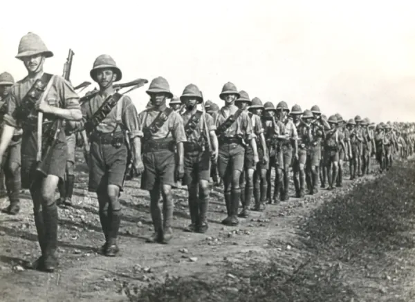 British troops marching in Mesopotamia during World War 1