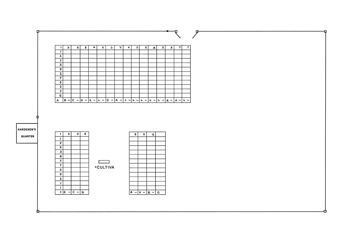 Ma'Asker Al Rachid Cemetery Plan showing plot layout with Gardener's Quarter and Cultiva area