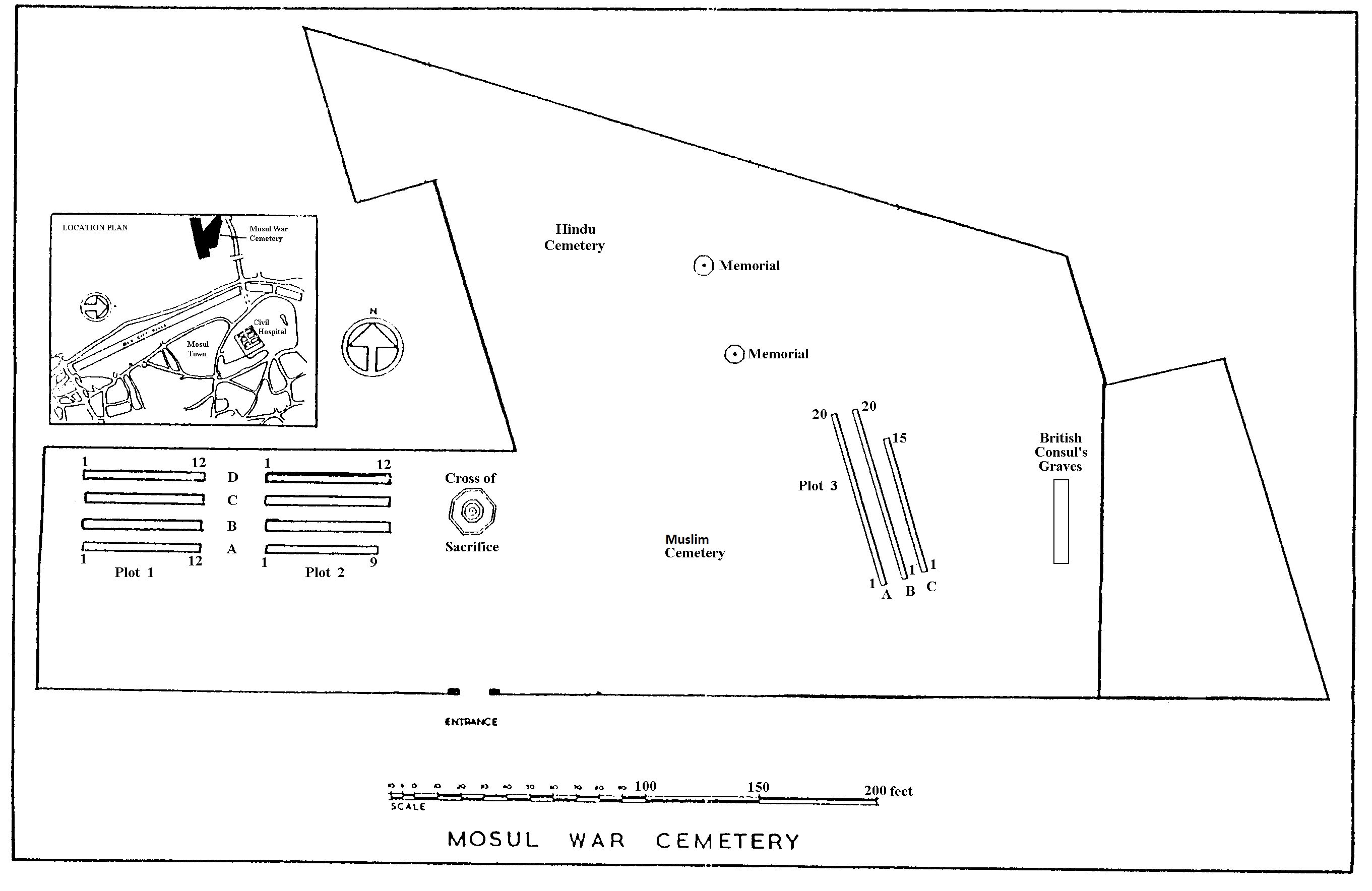 Mosul War Cemetery Plan showing plot layout