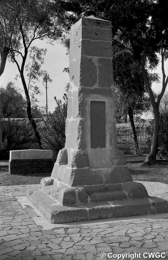 The 13th Division memorial in 1959, with the Samawah Station memorial just visible behind it to the left, in the North East corner of the cemetery. © CWGC.