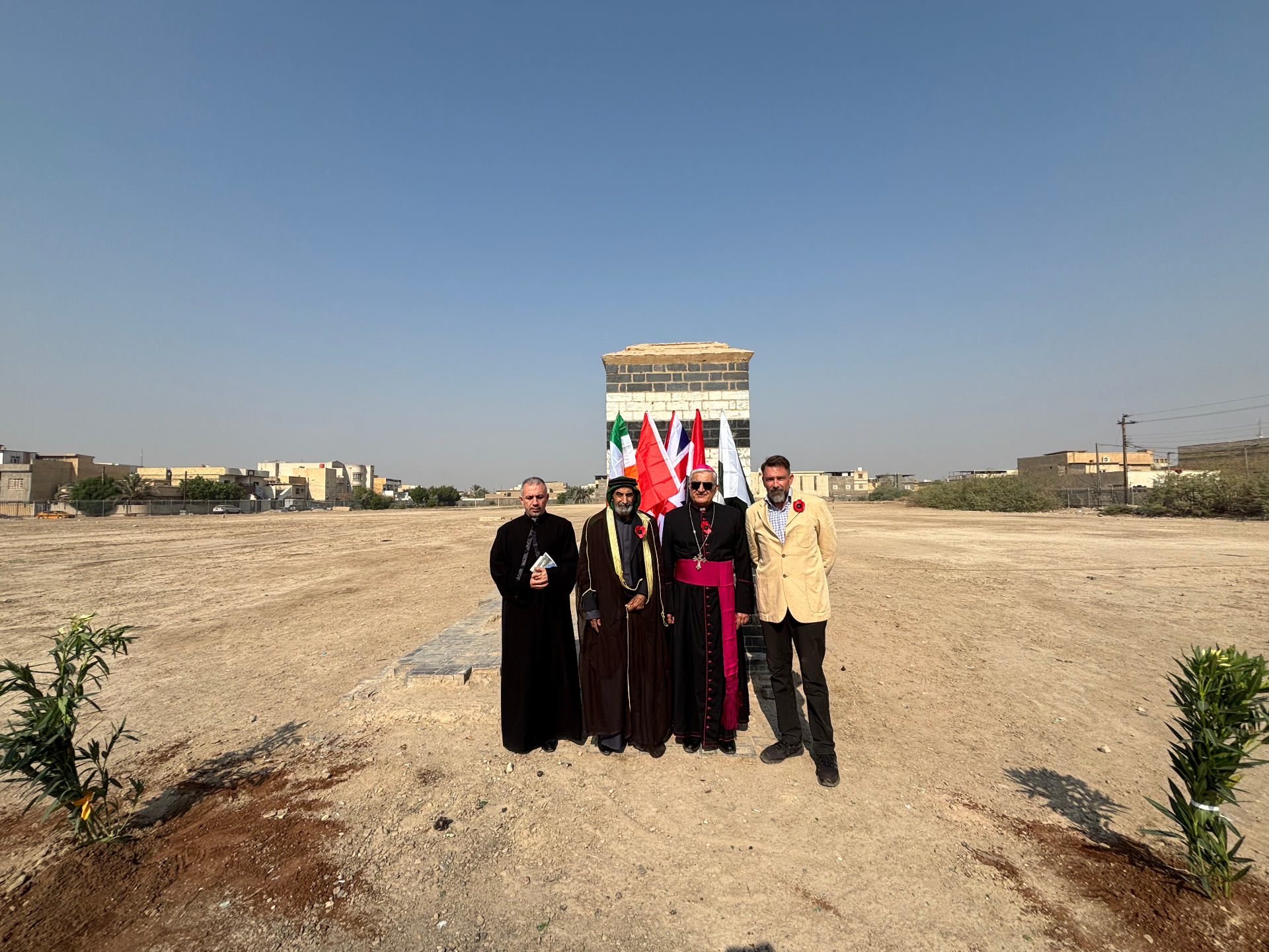 Remembrance Day service at Basra War Cemetery with the Chaldean Archbishop, Muslim cleric, and author